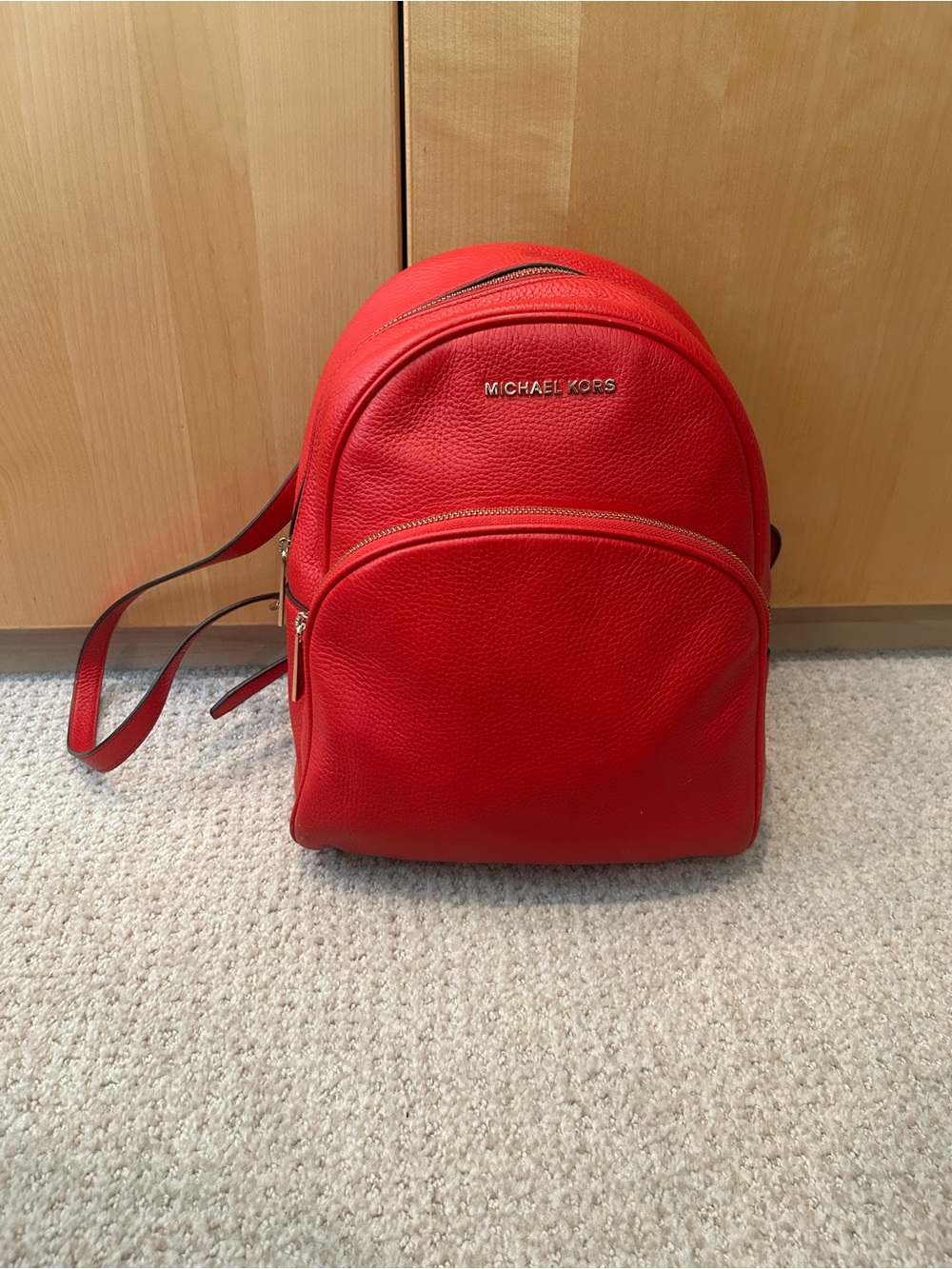 Michael Kors Bright Red Pebbled Leather Mini Backpack
